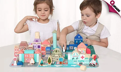 115-Piece Wooden City Building Blocks Set!